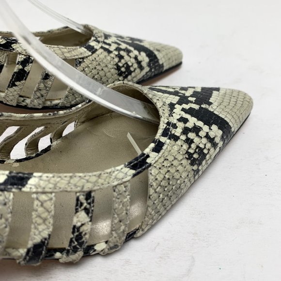 TALBOTS Genuine Leather Slingback kitten High Heels Snakeskin Reptile Print sz 7 - Picture 4 of 16